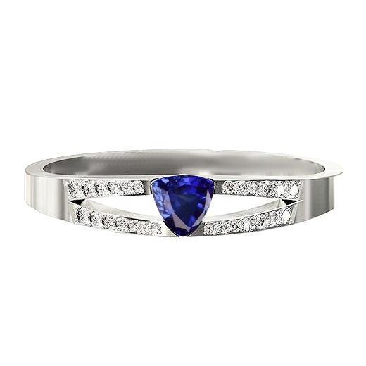Gemstone Jewelry Trillion Sapphire Ring Split Shank Diamonds 1 Carat - Gemstone Ring-harrychadent.ca