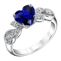Gemstone Jewelry Vintage Style Sapphire And Natural Earth Mined Diamond Ring 2.25 Carats