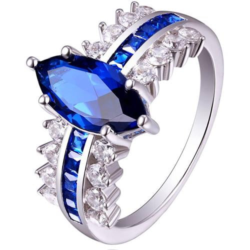 Gemstone Marquise & Princess Blue Sapphire Diamond Ring 6.50 Carats - Gemstone Ring-harrychadent.ca