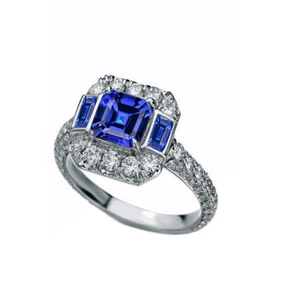 Gemstone Ring Asscher & Emerald Sapphire Diamond Jewelry 4.50 Carats - Gemstone Ring-harrychadent.ca