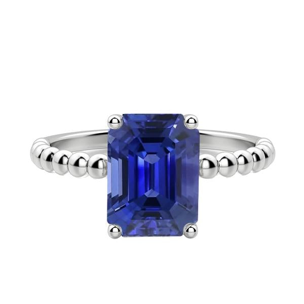 Gemstone Ring Emerald Ceylon Sapphire Beaded Style 3 Carats - Gemstone Ring-harrychadent.ca