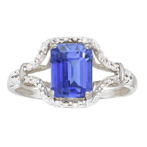 Gemstone Ring Emerald Ceylon Sapphire Ring Split Shank 4 Carats - Gemstone Ring-harrychadent.ca