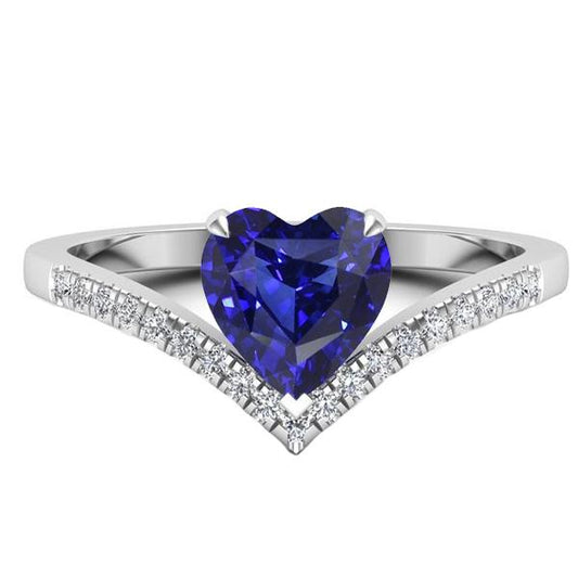 Gemstone Ring Enhancer Blue Sapphire Heart Cut 3 Carats Gold Jewelry - Gemstone Ring-harrychadent.ca