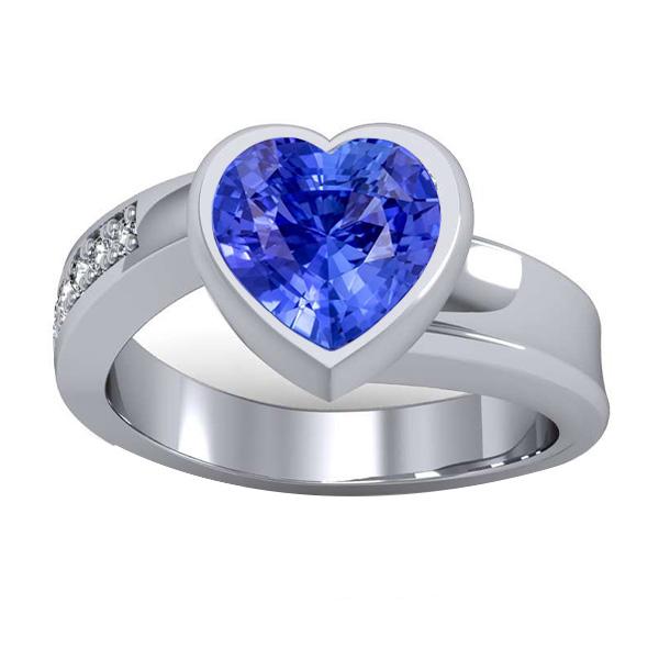 Gemstone Ring Heart Bezel Set Ceylon Sapphire 2.25 Carats Jewelry - Gemstone Ring-harrychadent.ca