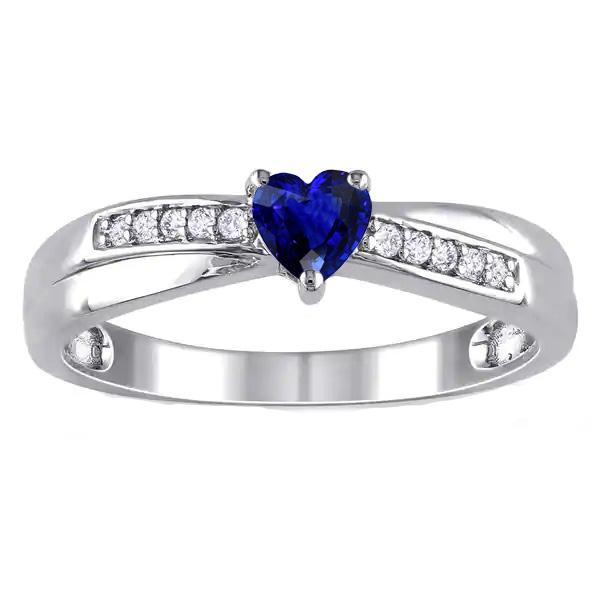 Gemstone Ring Heart Ceylon Sapphire Jewelry 2 Carats Diamonds - Gemstone Ring-harrychadent.ca