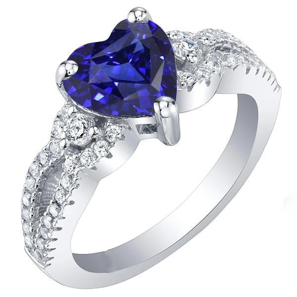 Gemstone Ring Heart Cut Blue Sapphire Split Shank 4.50 Carats - Gemstone Ring-harrychadent.ca