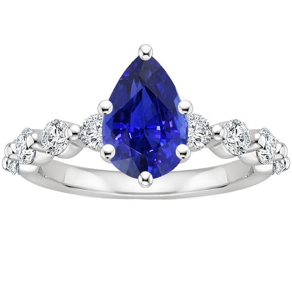 Gemstone Ring Pear Sri Lankan Sapphire & Diamond Accents 4 Carats - Gemstone Ring-harrychadent.ca