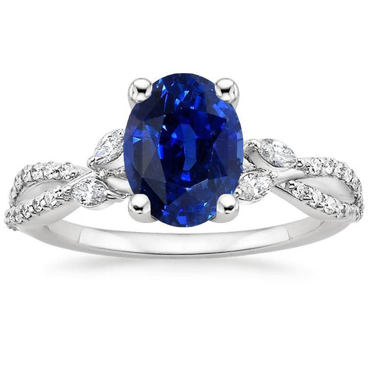 Gemstone Ring With Diamond Accents Blue Sapphire 4 Carats - Gemstone Ring-harrychadent.ca