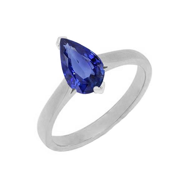 Gemstone Solitaire Pear Sri Lankan Sapphire Ring 1.50 Carats Gold - Gemstone Ring-harrychadent.ca