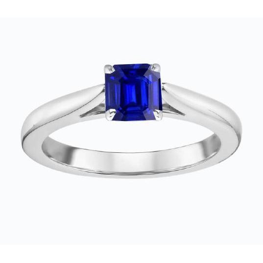 Gemstone Solitaire Ring 1.50 Carat Tapered Shank Emerald Blue Sapphire - Gemstone Ring-harrychadent.ca