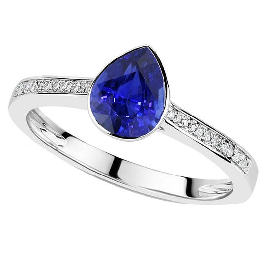 Gemstone Wedding Ring Bezel Set Blue Sapphire & Diamonds 3 Carats - Gemstone Ring-harrychadent.ca