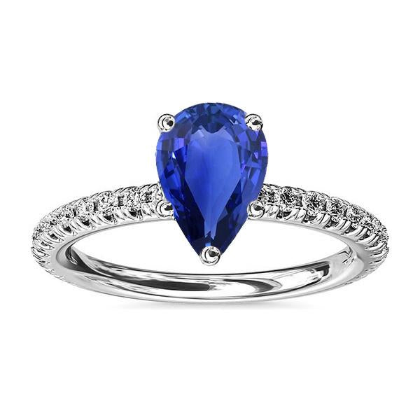 Gemstone Wedding Ring Blue Sapphire & Pave Set Diamonds 3 Carats - Gemstone Ring-harrychadent.ca