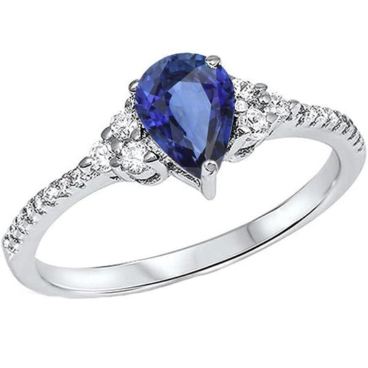 Gemstone Wedding Ring Blue Sapphire & Pave Set Diamonds 3 Carats - Gemstone Ring-harrychadent.ca