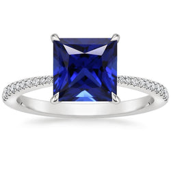 Gold Natural Earth Mined Diamond Engagement Ring Ceylon Sapphire With Accents 5.50 Carats