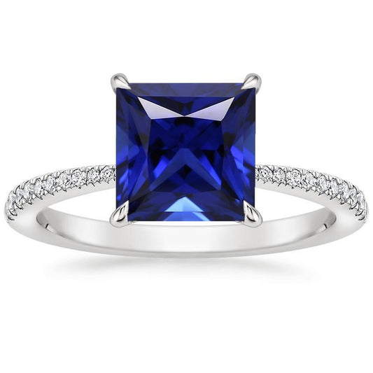 Gold Diamond Engagement Ring Ceylon Sapphire With Accents 5.50 Carats - Gemstone Ring-harrychadent.ca