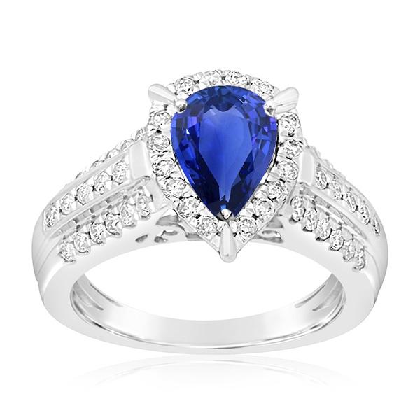 Gold Diamond Engagement Ring Jewelry Halo Ceylon Sapphire 5 Carats - Gemstone Ring-harrychadent.ca