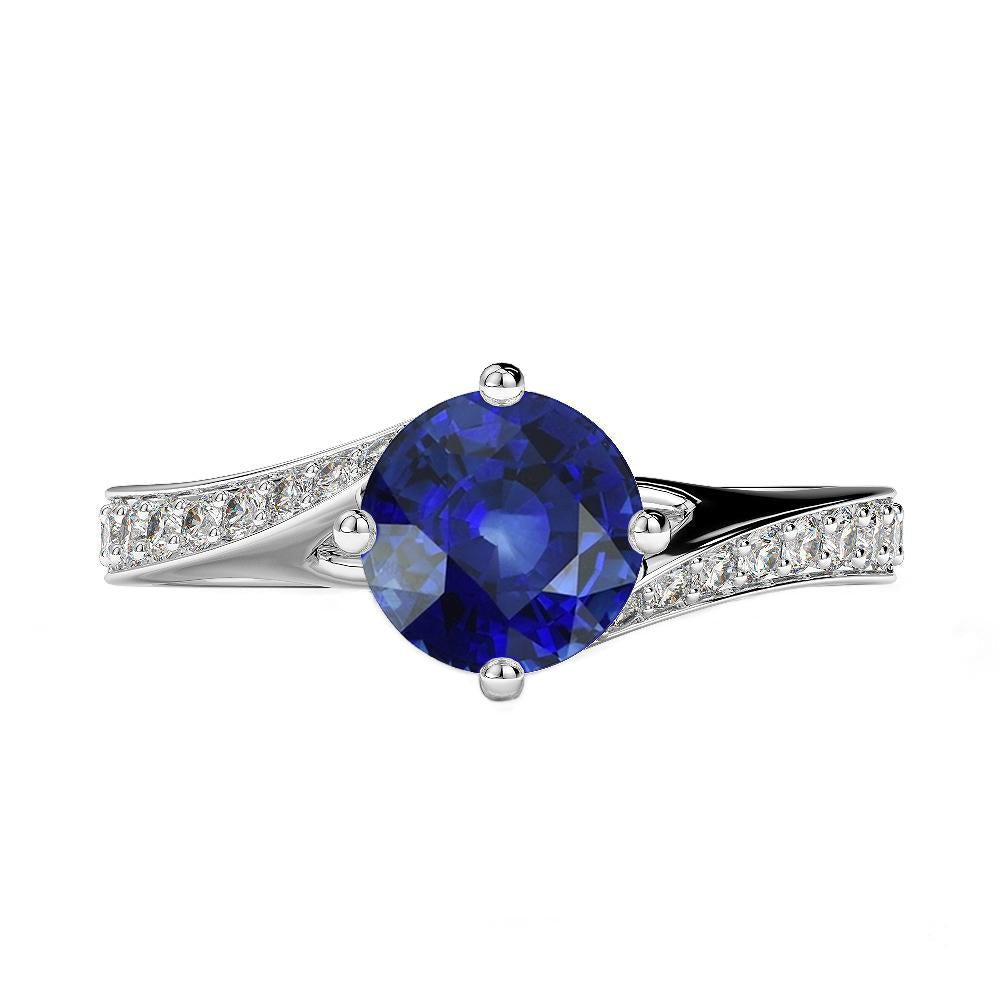 Gold Diamond Engagement Ring Srilankan Sapphire 3 Carats Bypass Style - Gemstone Ring-harrychadent.ca