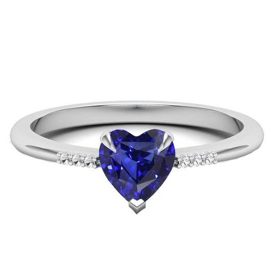 Gold Diamond Gemstone Heart Ceylon Sapphire Ring Prong Set 1.75 Carats - Gemstone Ring-harrychadent.ca
