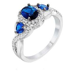 Gold Diamond Jewelry Halo Blue Sapphires Engagement Ring 5 Carats New