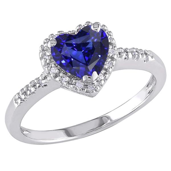 Gold Diamond Jewelry Halo Heart Sri Lankan Sapphire Ring 3.50 Carats - Gemstone Ring-harrychadent.ca