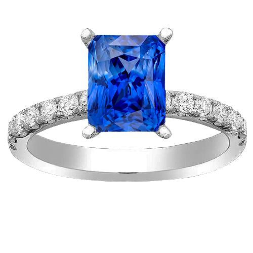 Gold Diamond Ring 3 Carats Prong Set Ceylon Sapphire Gemstone Jewelry - Gemstone Ring-harrychadent.ca