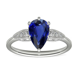 Gold Natural Earth Mined Diamond Ring Pear Cut Srilanka 3.50 Carats