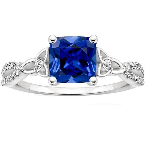Gold Diamond Ring Sri Lankan Sapphire With Accents 2.75 Carats New - Gemstone Ring-harrychadent.ca