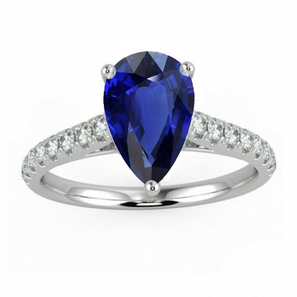 Gold Gemstone Ring Blue Sapphire With Diamond Accents 4 Carats - Gemstone Ring-harrychadent.ca