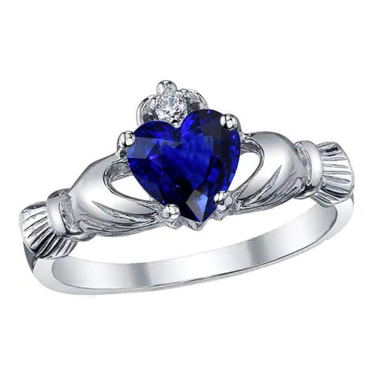 Gold Gemstone Ring Heart Ceylon Sapphire 2.25 Carats Diamond Jewelry - Gemstone Ring-harrychadent.ca