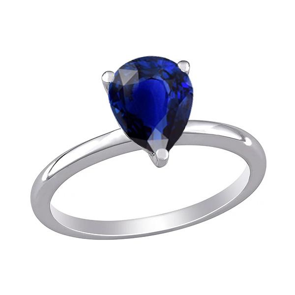 Gold Gemstone Solitaire Ring Pear Cut Ceylon Sapphire 1.50 Carats - Gemstone Ring-harrychadent.ca