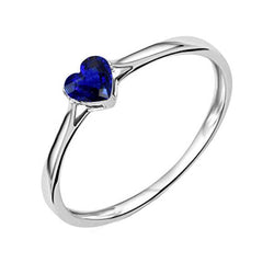 Gold Heart Solitaire Natural Blue Sapphire Ring 1 Carat