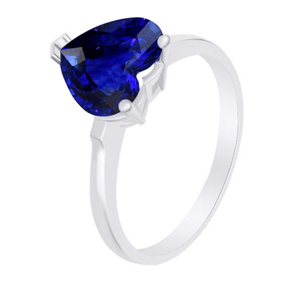 Gold Solitaire Blue Sapphire Ring Prong Set 2 Carats Ladies Jewelry - Gemstone Ring-harrychadent.ca