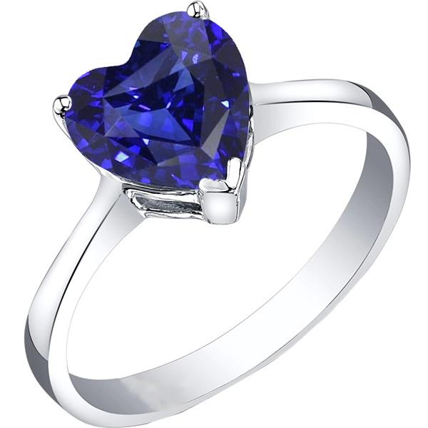 Gold Solitaire Heart Deep Blue Sapphire Ring Prong Set 2.50 Carats - Gemstone Ring-harrychadent.ca