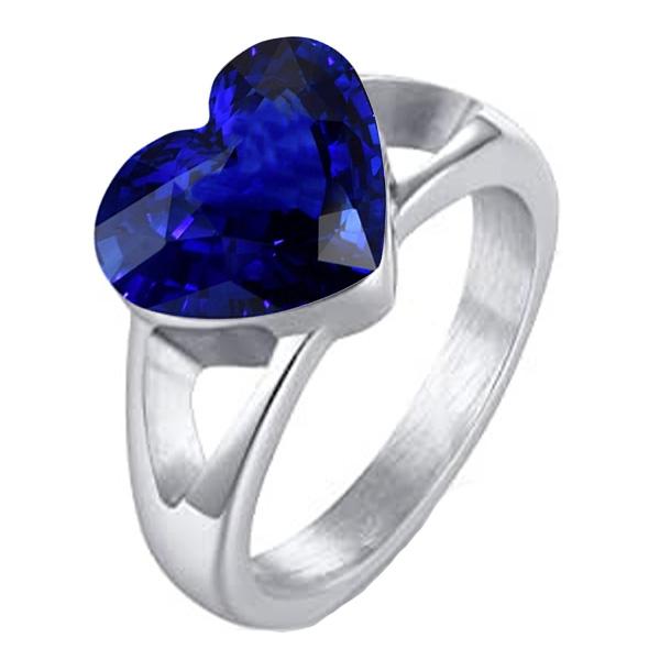 Gold Solitaire Heart Shaped Ring Sri Lankan Sapphire Split Shank 3 Carats - Gemstone Ring-harrychadent.ca