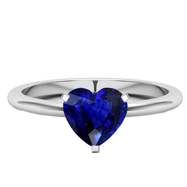 Gold Solitaire Heart Sri Lankan Sapphire Ring Prong Set 2 Carats - Gemstone Ring-harrychadent.ca