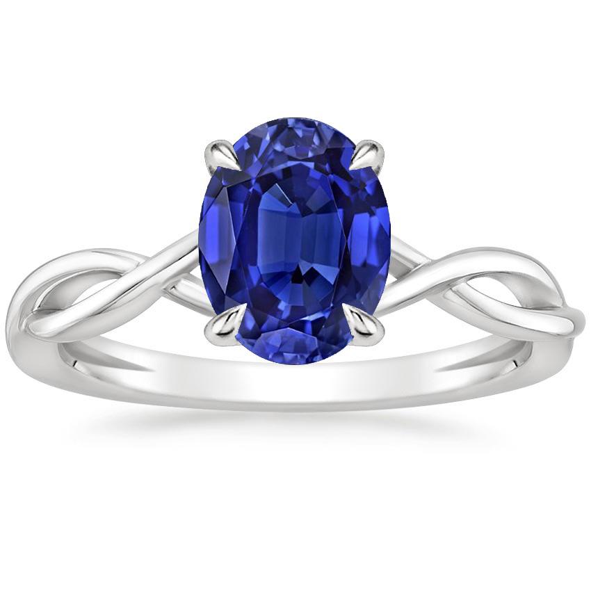 Gold Solitaire Oval Ceylon Sapphire Ring 2.50 Carats Infinity Style - Gemstone Ring-harrychadent.ca