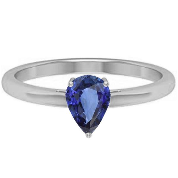 Gold Solitaire Pear Shaped Ceylon Sapphire Ring Prong Set 1.50 Carats - Gemstone Ring-harrychadent.ca