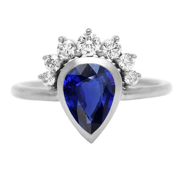 Gold Wedding Ring Bezel Set Ceylon Sapphire Diamonds 3.50 Carats - Gemstone Ring-harrychadent.ca