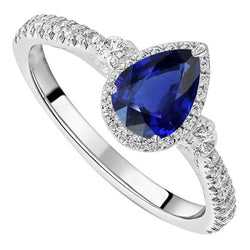 Halo Anniversary Ceylon Sapphire Ring & Natural Earth Mined Diamonds 5 Carats Jewelry