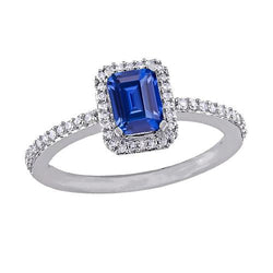 Halo Anniversary Ring Emerald Sapphire 3 Carats & Accented Natural Earth Mined Diamond