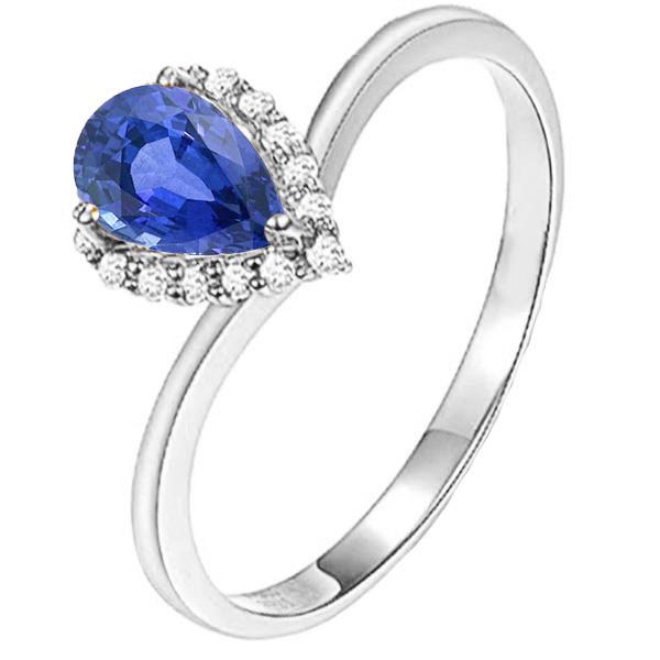 Halo Diamond Gemstone Jewelry Pear Ceylon Sapphire Ring 2.50 Carats - Gemstone Ring-harrychadent.ca