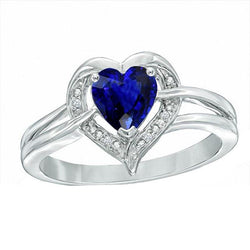 Halo Heart Style Sri Lankan Sapphire Ring 1.50 Carats Natural Earth Mined Diamonds
