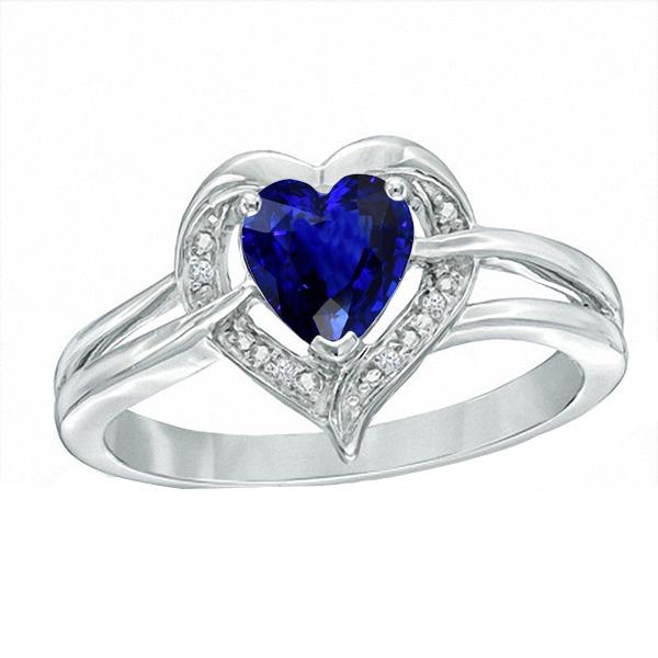 Halo Heart Style Sri Lankan Sapphire Ring 1.50 Carats Diamonds - Gemstone Ring-harrychadent.ca