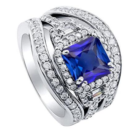 Halo Radiant Sapphire Diamond Engagement Ring With Jacket 4.50 Carats - Gemstone Ring-harrychadent.ca