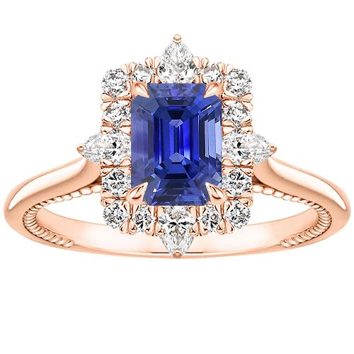 Halo Ring Flower Style Sri Lankan Sapphire & Diamond 4.25 Carats - Gemstone Ring-harrychadent.ca