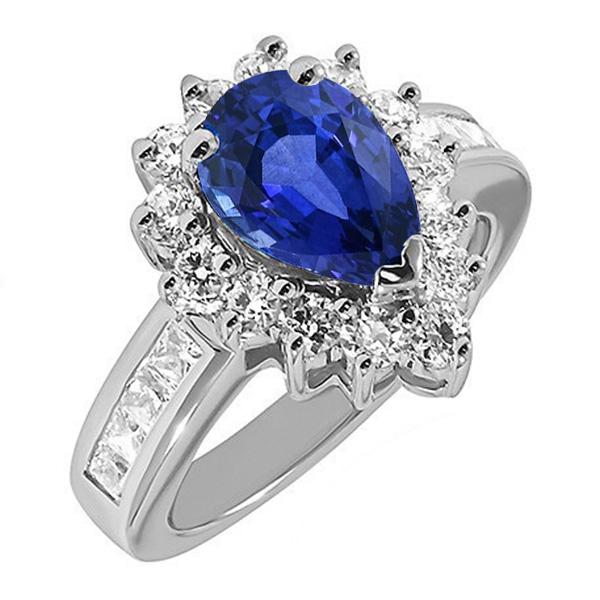 Halo Ring Star Style Blue Sapphire & Diamonds 3.50 Carats Channel Set - Gemstone Ring-harrychadent.ca