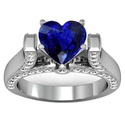 Heart Cut Gemstone Ring Sri Lankan Sapphire 4 Carats Natural Earth Mined Diamonds