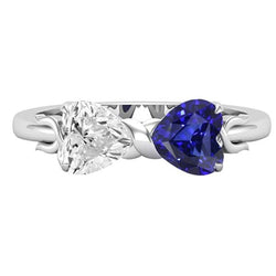 Heart Natural Earth Mined Diamond & Blue Sapphire Gemstone Ring 3 Carat Gold Twisted Shank