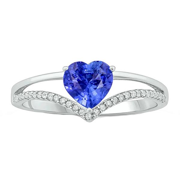 Heart Diamond Jewelry Light Blue Sapphire Ring 2 Carats Gold 14K - Gemstone Ring-harrychadent.ca
