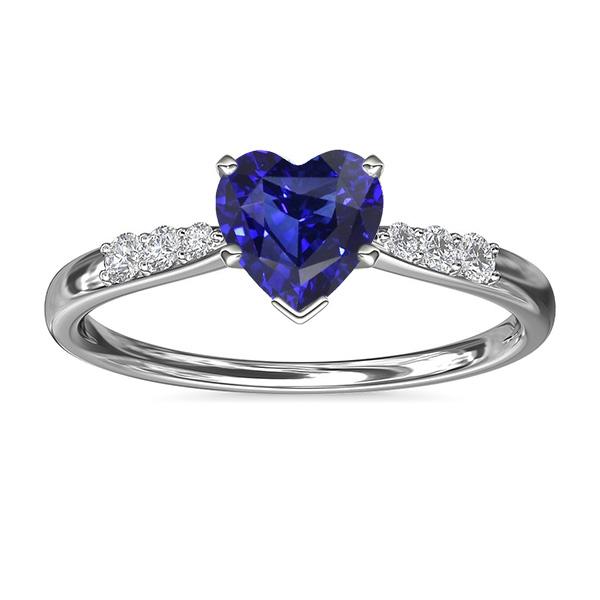 Heart Gemstone Blue Sapphire Diamond Ring 2 Carats Gold 14K Jewelry - Gemstone Ring-harrychadent.ca